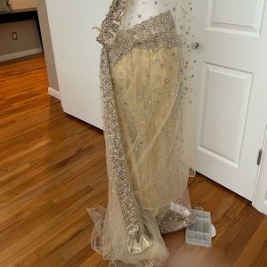 Beautiful Saree with gold skirt.